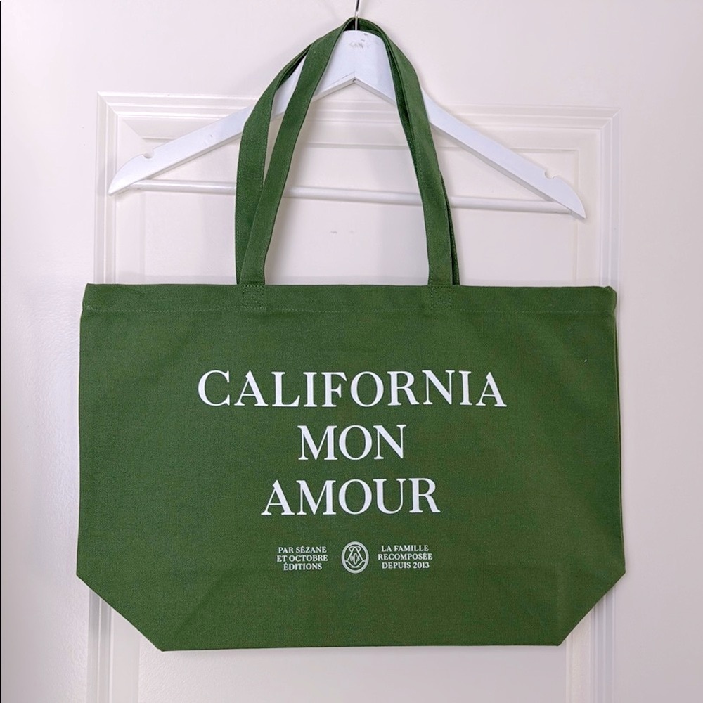 Sézane Green Tote with White Text